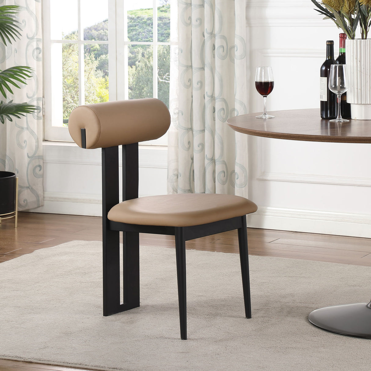 Dario - Faux Leather Dining Chair With Black Frame (Set of 2)