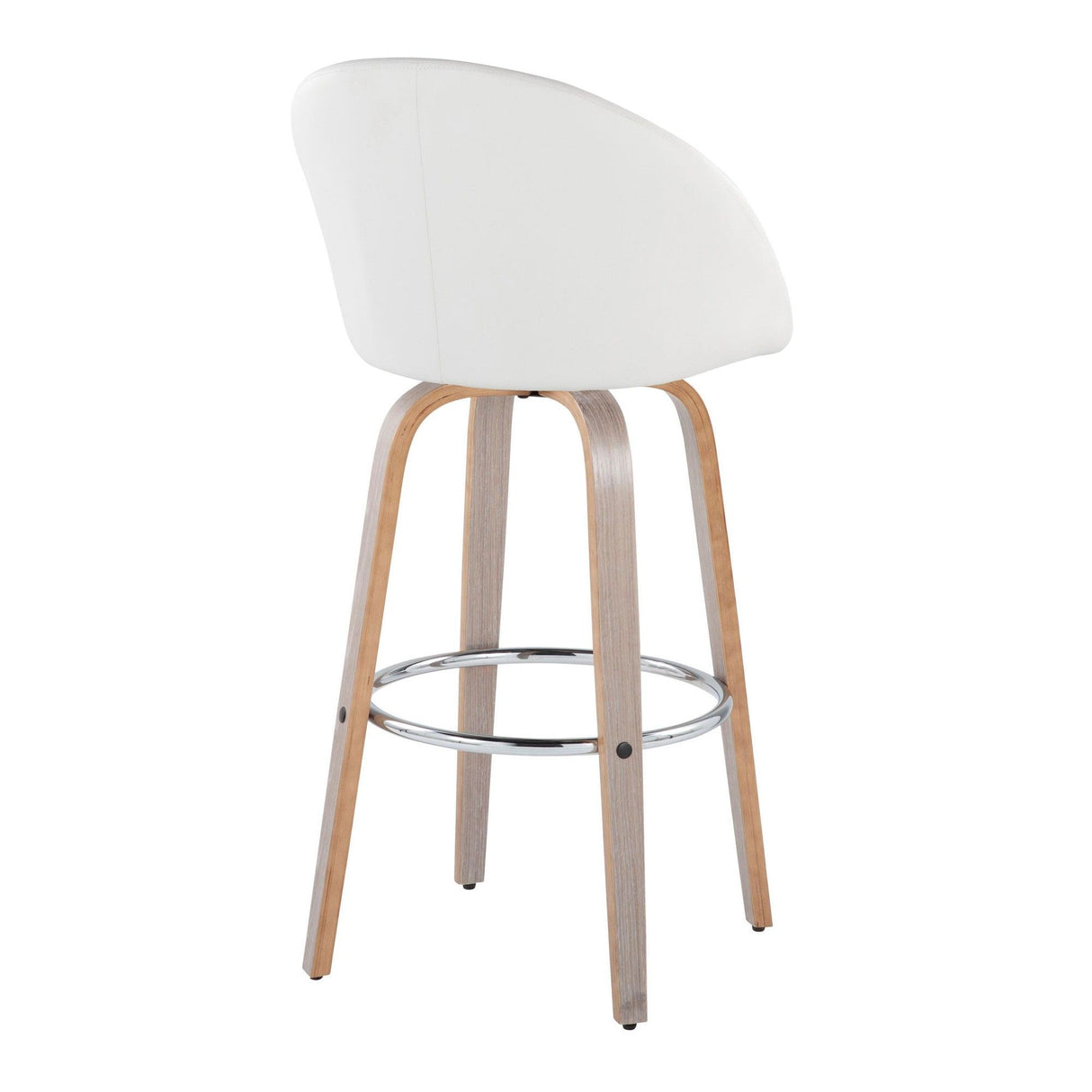 Matisse - 30" Highback Fixed-Height Barstool With Swivel And Round Chrome Metal Footrest (Set of 2) - Light Gray Wood