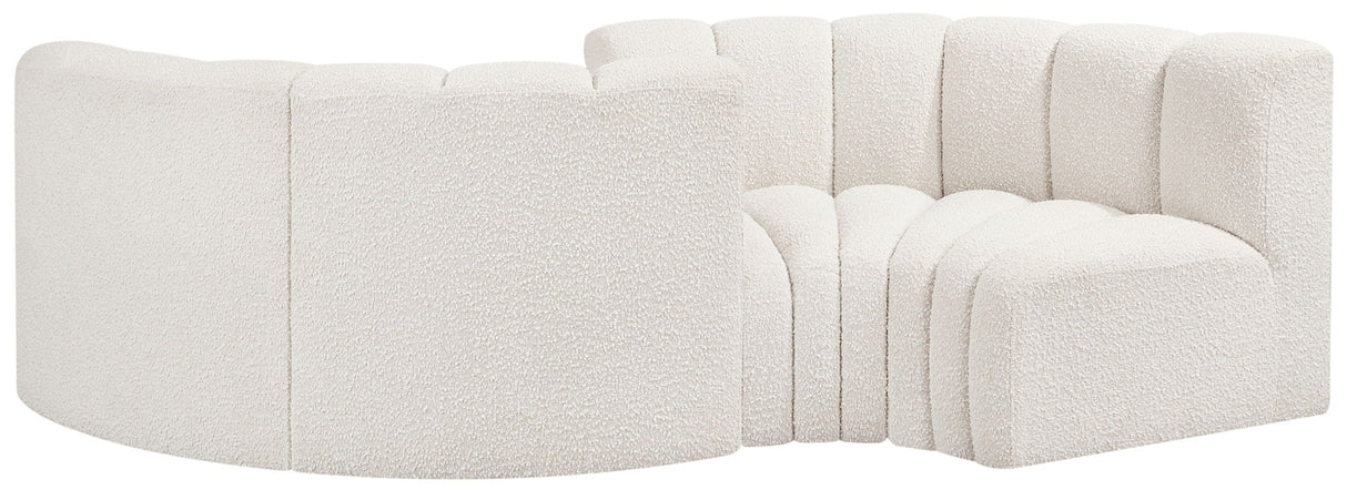 Arc - Boucle Fabric 4 Piece Curved Modular Sofa