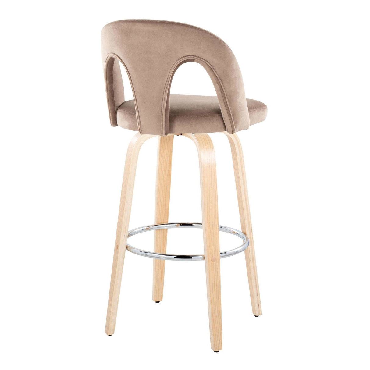 Ava - Upholstered Fixed-Height Barstool (Set of 2) - Natural Wood Base