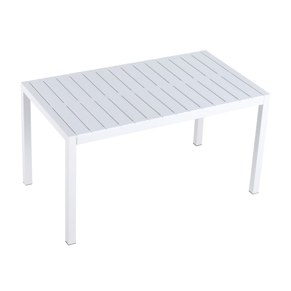 Modern Long Table, UV Resistant And Rust Proof, Pp Tabletop, UV Resistant Powder Coated Metal Legs - Snow White