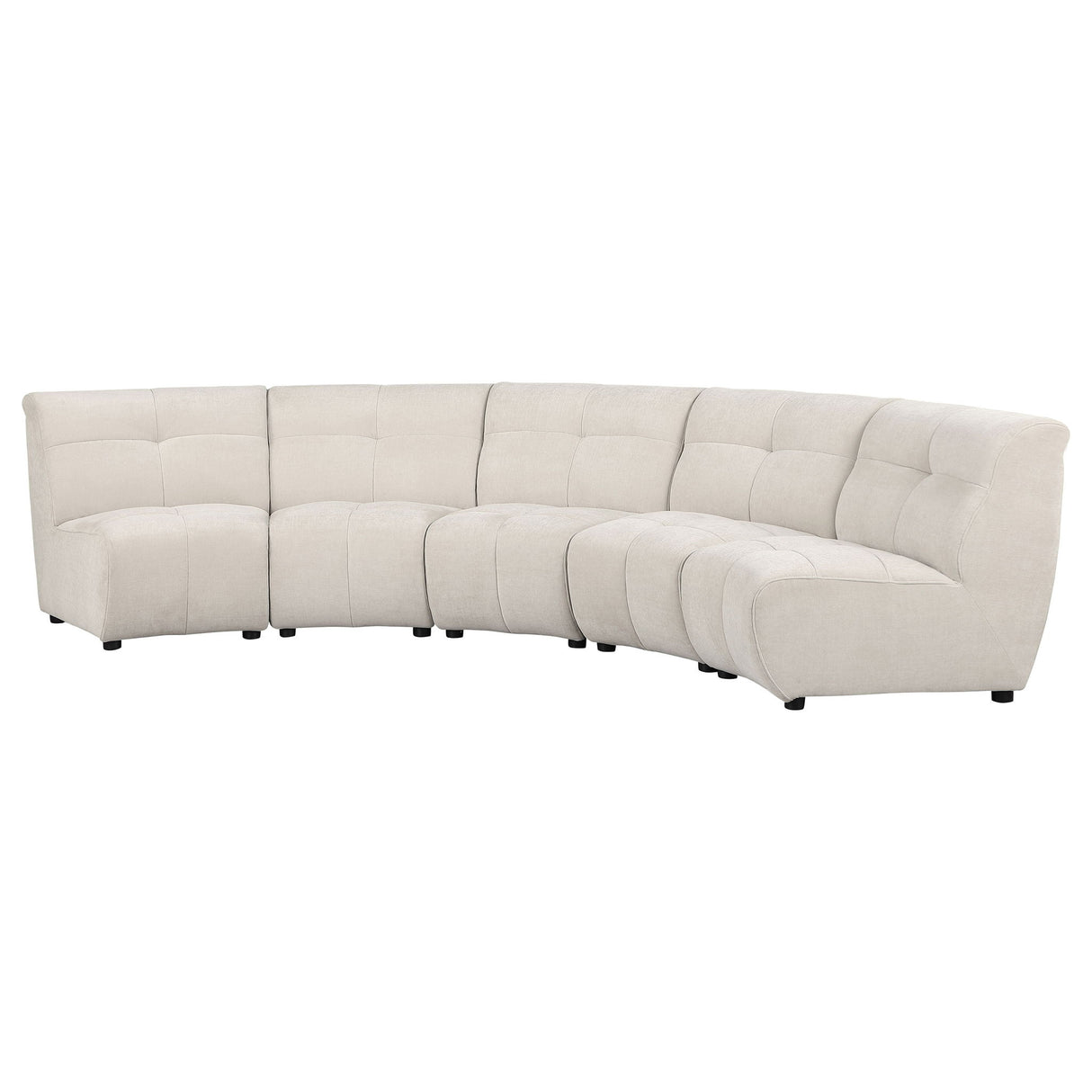 Oliver - 5 Piece Upholstered Sectional Sofa With Curved Silhouette - Ivory