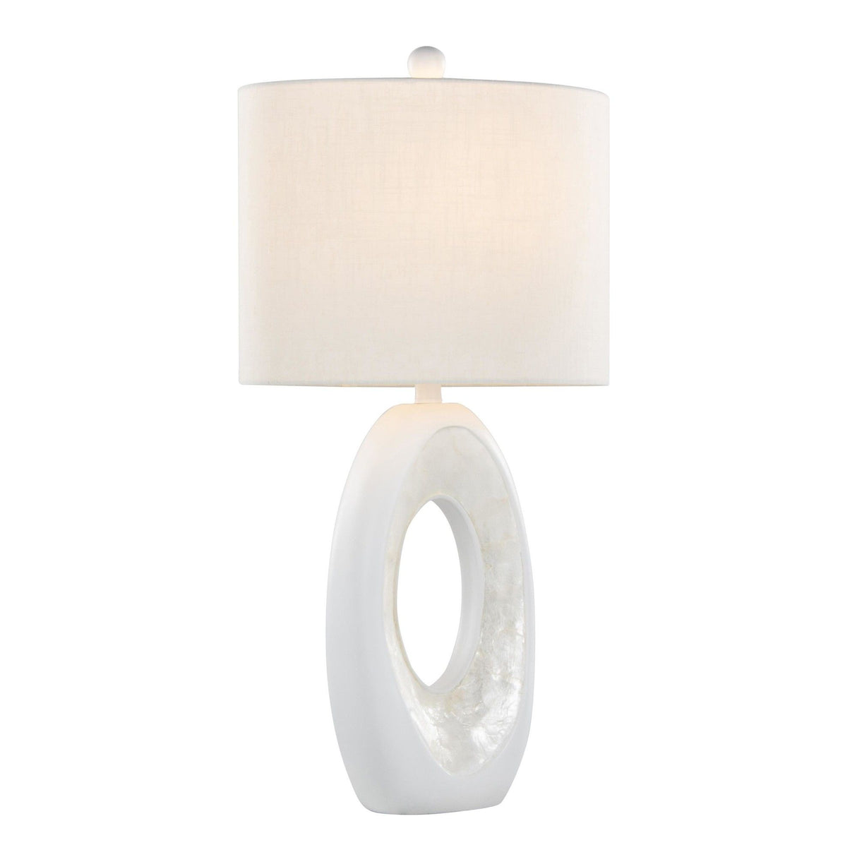 Pearl - 29" Polyresin Table Lamp (Set of 2) - Matte White Poly, Natural Shell And White Linen Shade from Grandview Gallery