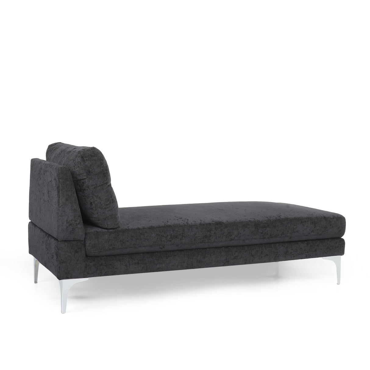 Fabric Upholstered Chaise Lounge With Iron Bracket Legs - Gray