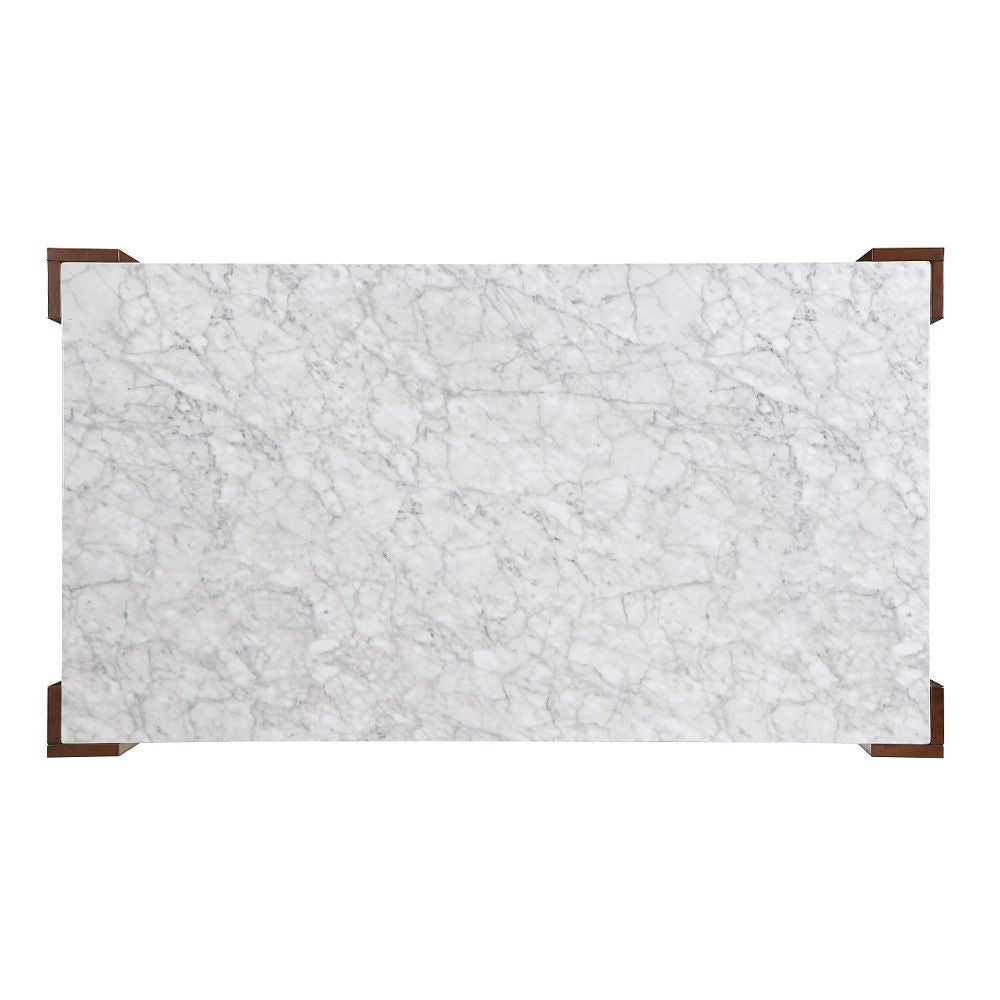 Hettie - Dining Table With Engineeed Stone Top - Engineered Stone Top & Brown