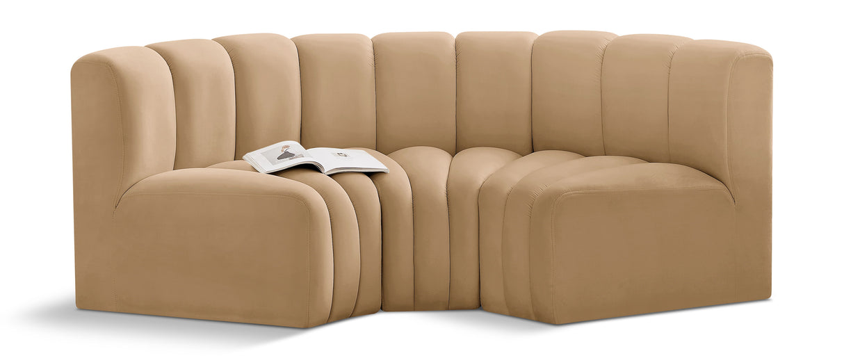 Arc - Velvet 3 Piece Modular U-Shaped Sofa