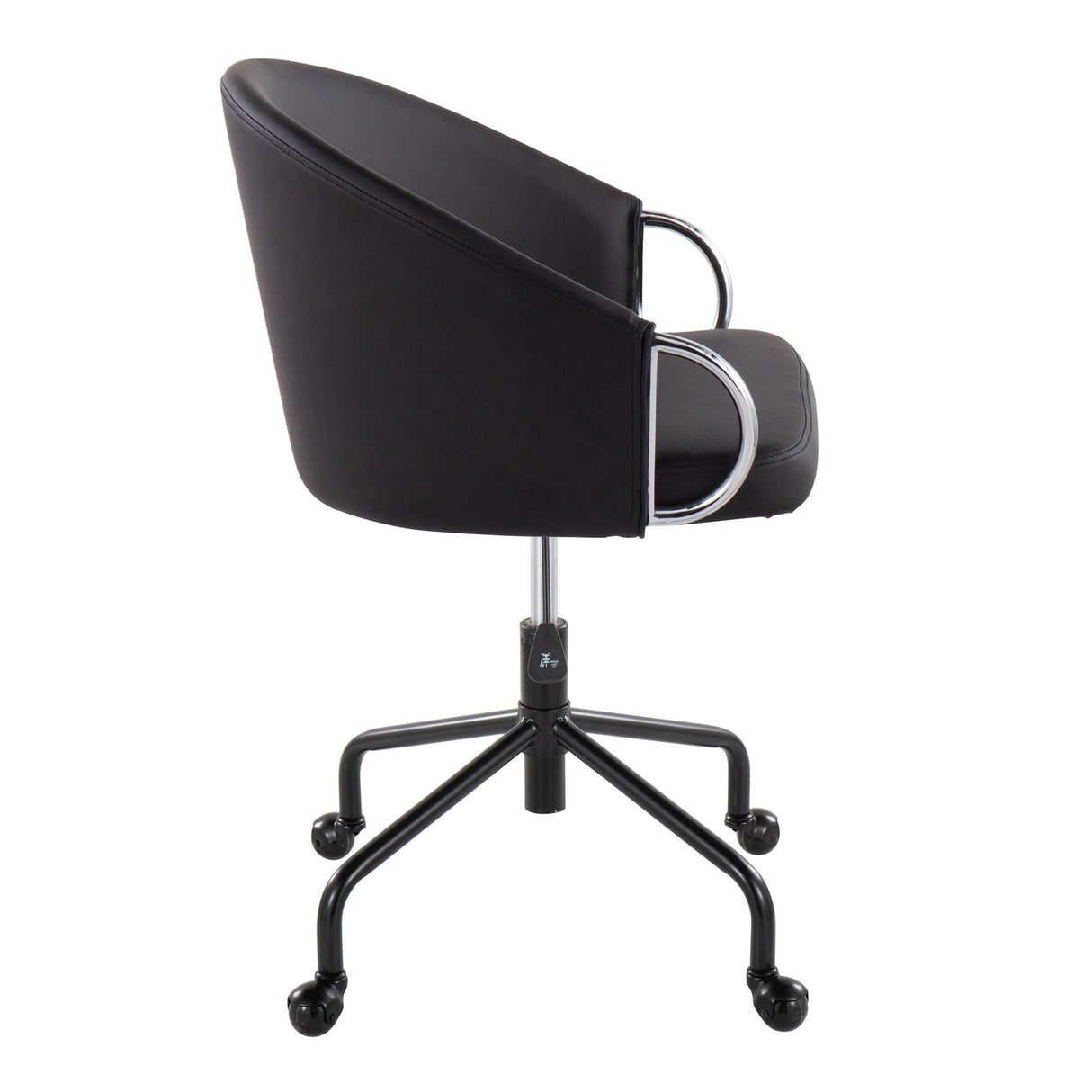 Claire - Contemporary/Glam Task Chair - Black Metal And Black Faux Leather With Silver Metal Accents