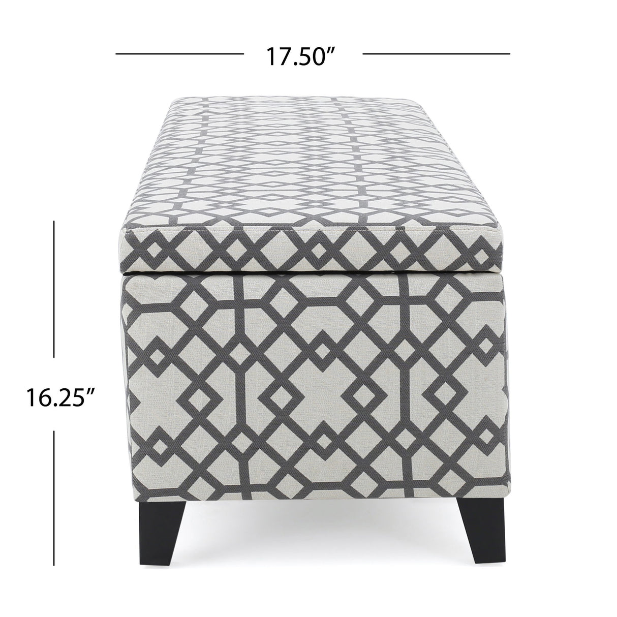 Quotient - Upholstered Storage Ottoman With Tapered Block Feet - Gray / White