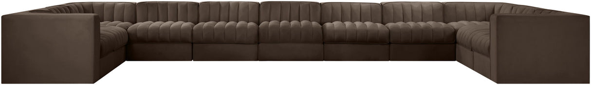Rummi - Velvet Performance Fabric Upholstered 11 Piece Modular Sectional