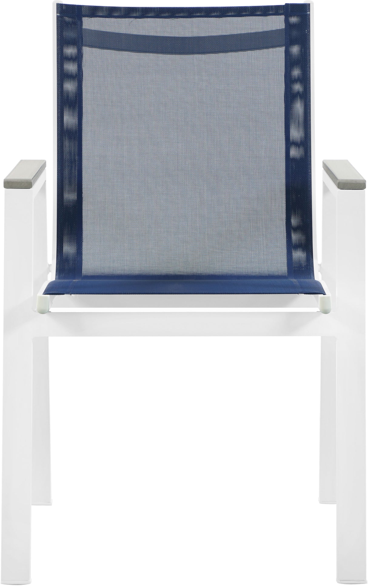 Nizuc - Outdoor Patio Dining Arm Chair With White Frame And Gray Arms (Set of 2)