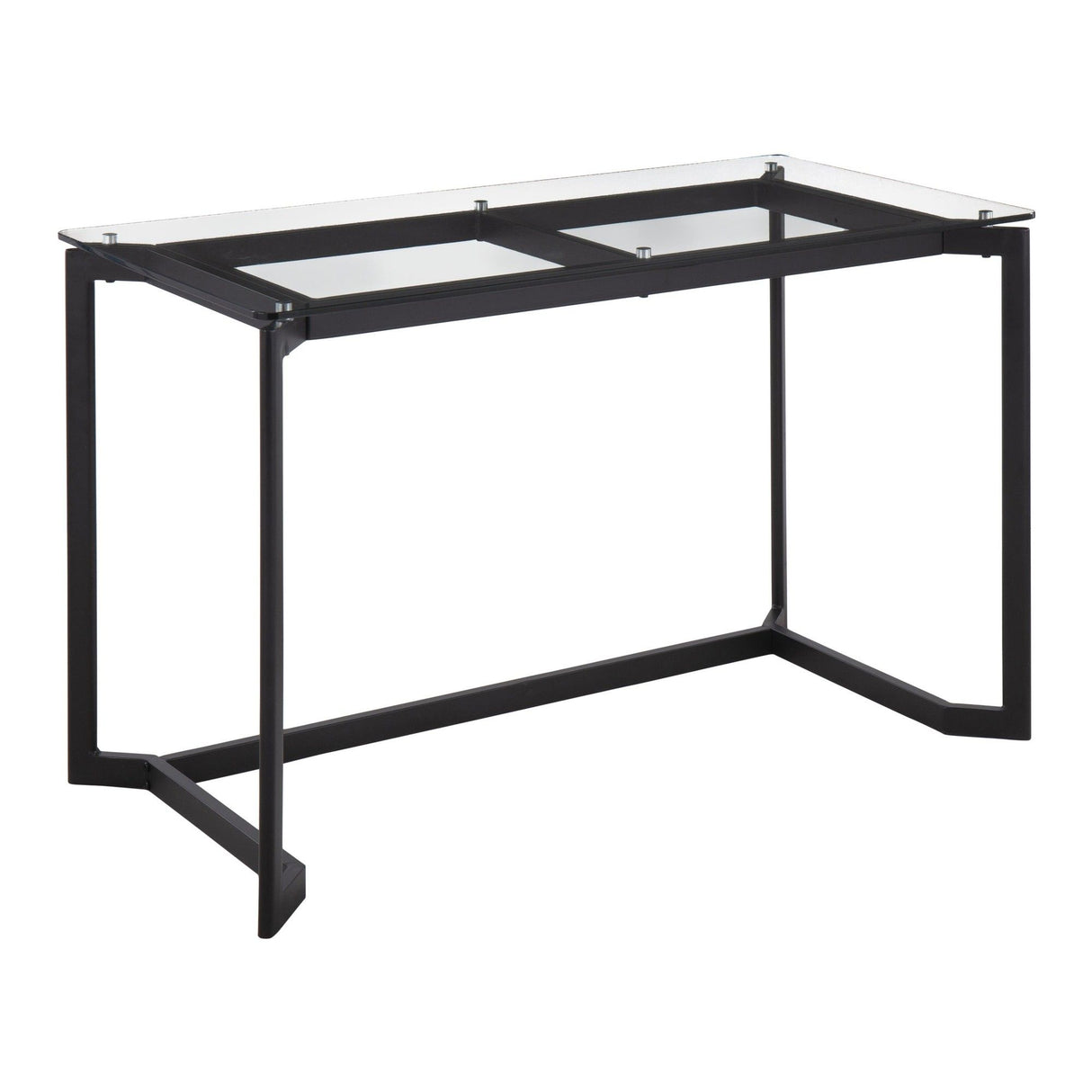 Masters - Modern Office Desk - Black Steel With Clear Glass Top