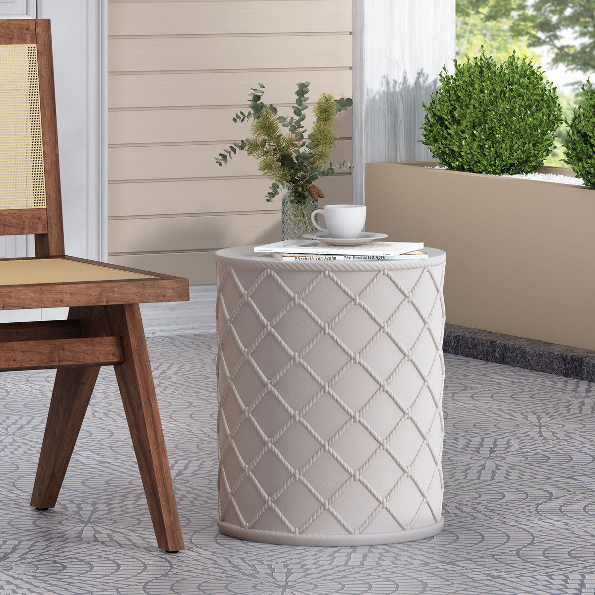 End Table, Outdoor - Antique White