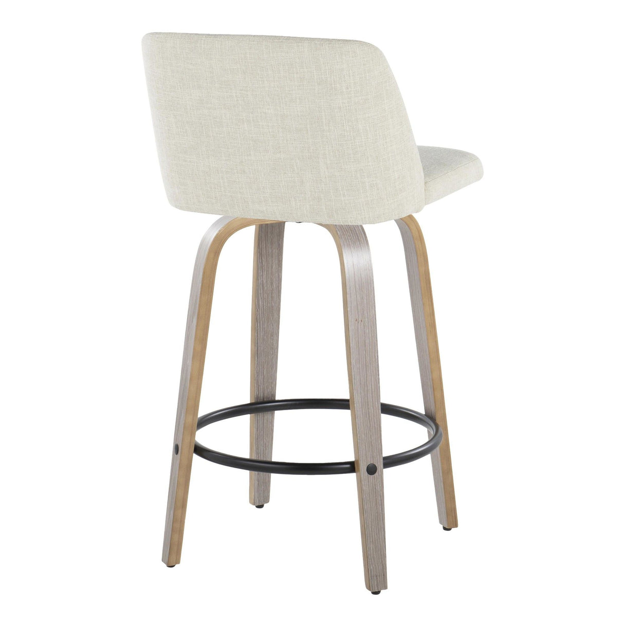 Toriano - 26" Fixed-Height Counter Stool (Set of 2) - Gray & Black Round Base