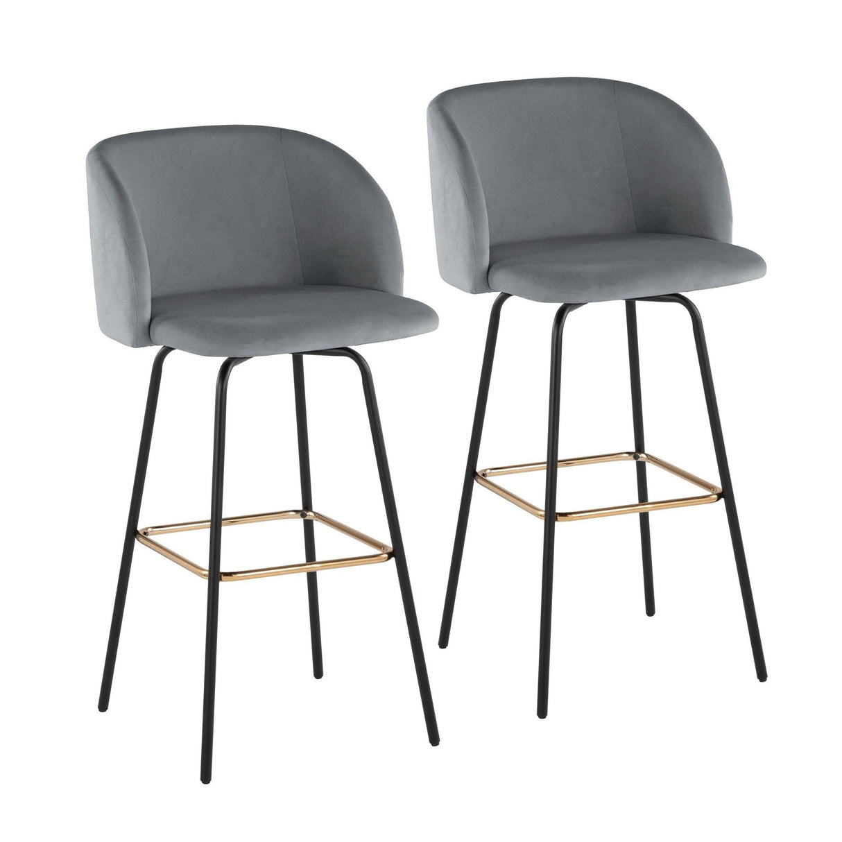 Fran - Fixed-Height Velvet Swivel Barstool (Set of 2