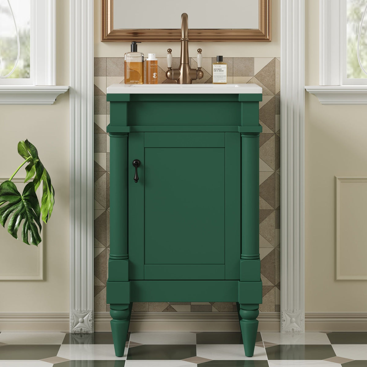 Bathroom Vanity With Sink, Storage Cabinet With Door, Drop In Sink, Compact Freestanding Design
