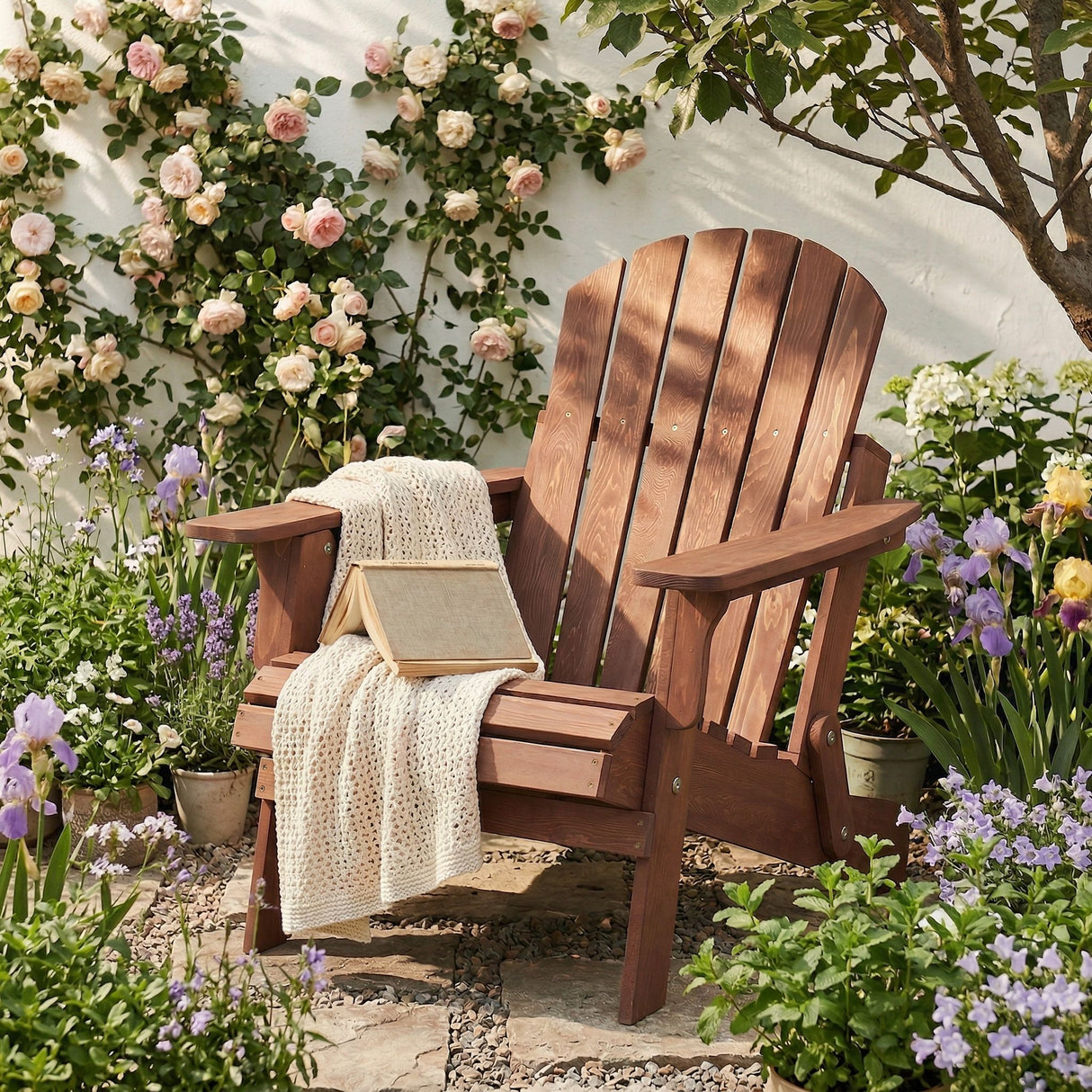 Oversize Outdoor Folding Adirondack Chair, Patio Chair For Garden