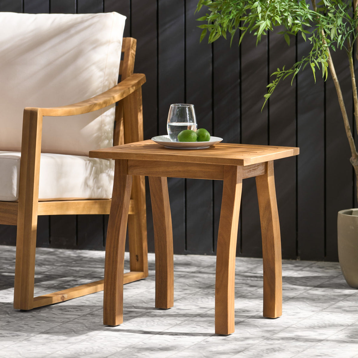 Kinesis - Outdoor Side Table With Slatted Top And Wood Frame
