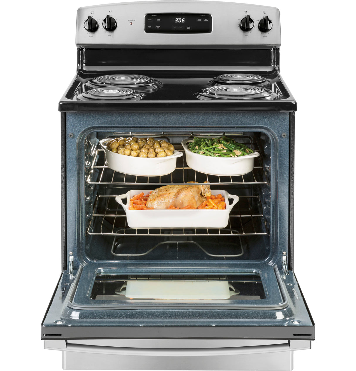 GE JBS360RTSS - 30 in. 5 cu. ft. Electric Range with Coil Burners - Stainless Steel
