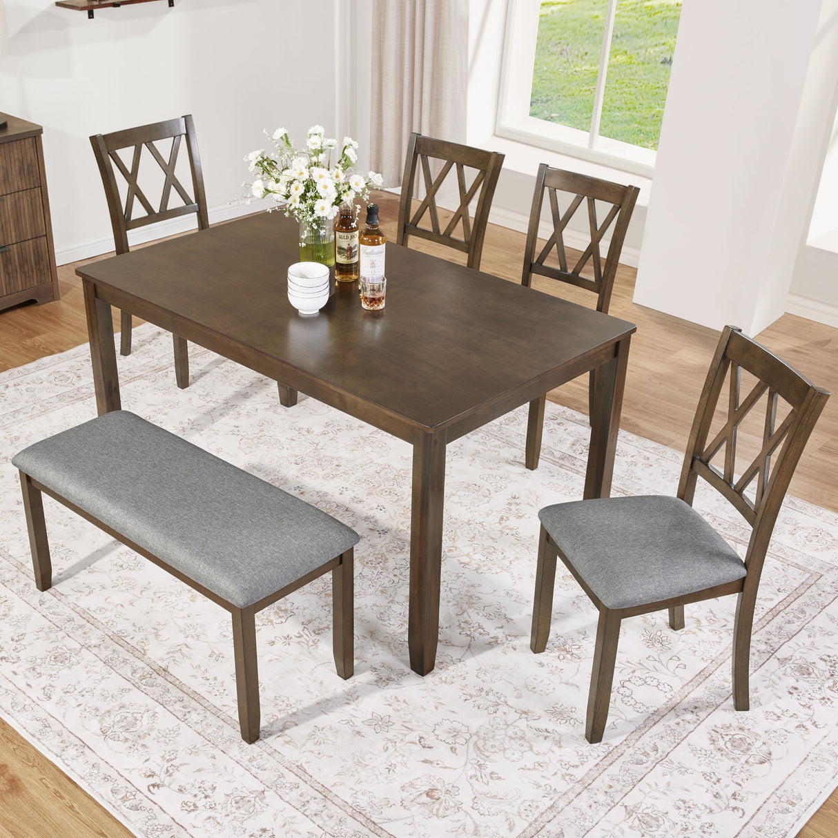 Modern Dining Set With Upholstered Chairs