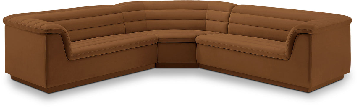 Cascade - Velvet Modular Sectional - Saddle