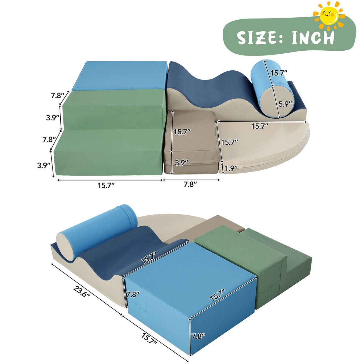 Soft Climb And Crawl Foam Playset 6 In 1, Soft Play Equipment Climb And Crawl Playground For Kids, Kids Crawling And Climbing Indoor Active Play Structure - Colorful