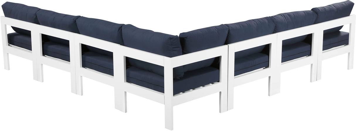 Nizuc - Outdoor Patio 7 Piece Modular Sectional With White Frame