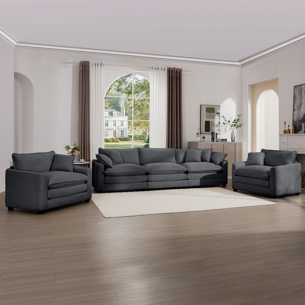 Elegant Oversized Sectional Sofa Set With Deep Seats And Flexible Layout