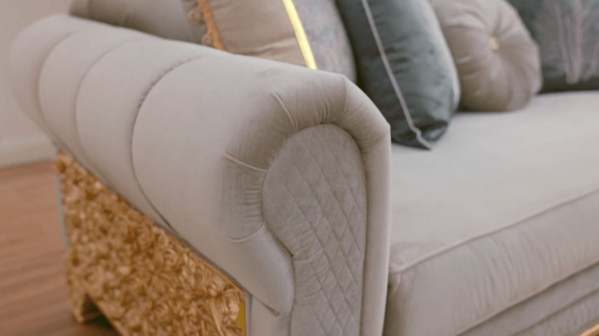 HD-9041 - Sofa - Gray / Gold