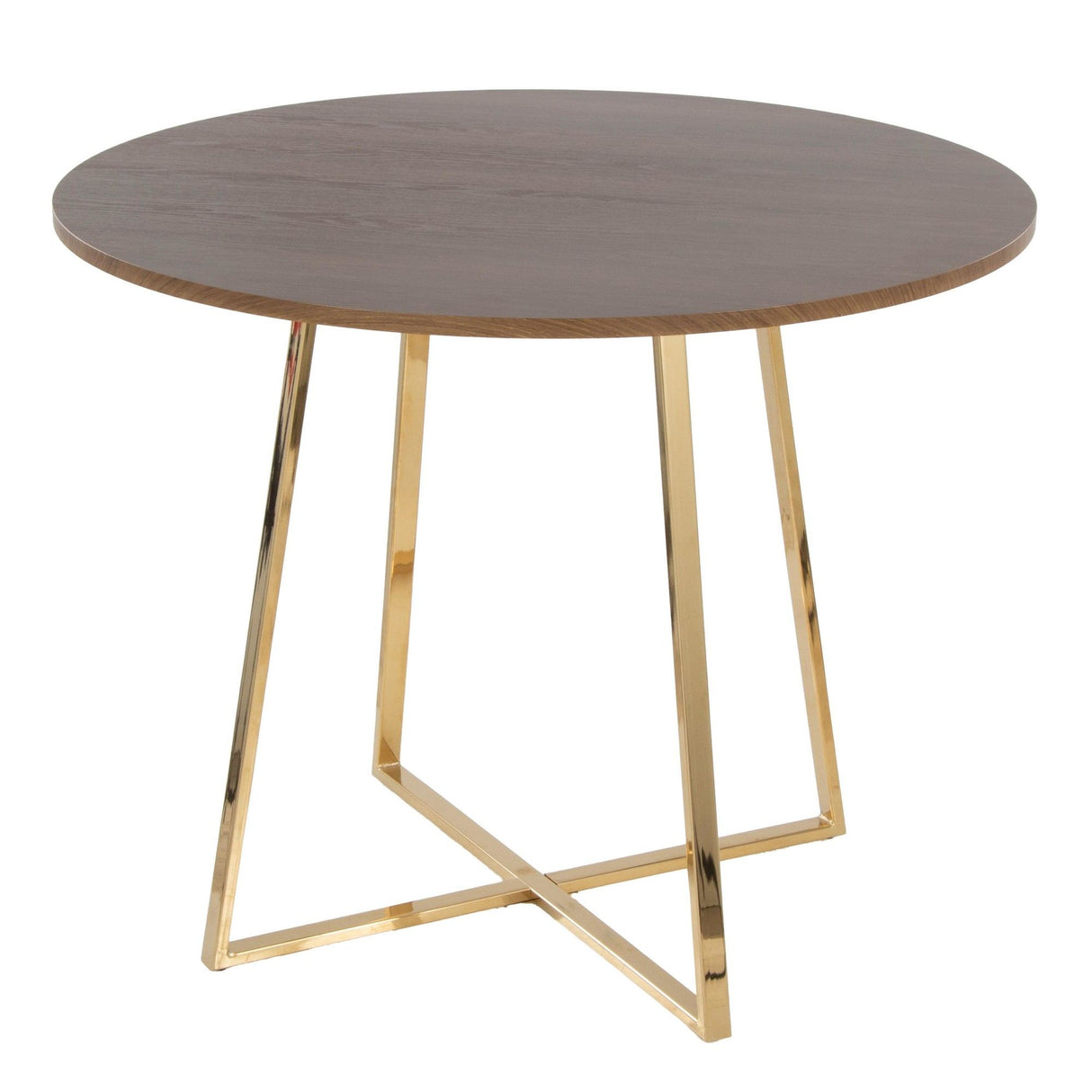 Cosmo - Canary Dining Table - Gold Metal And Walnut Wood