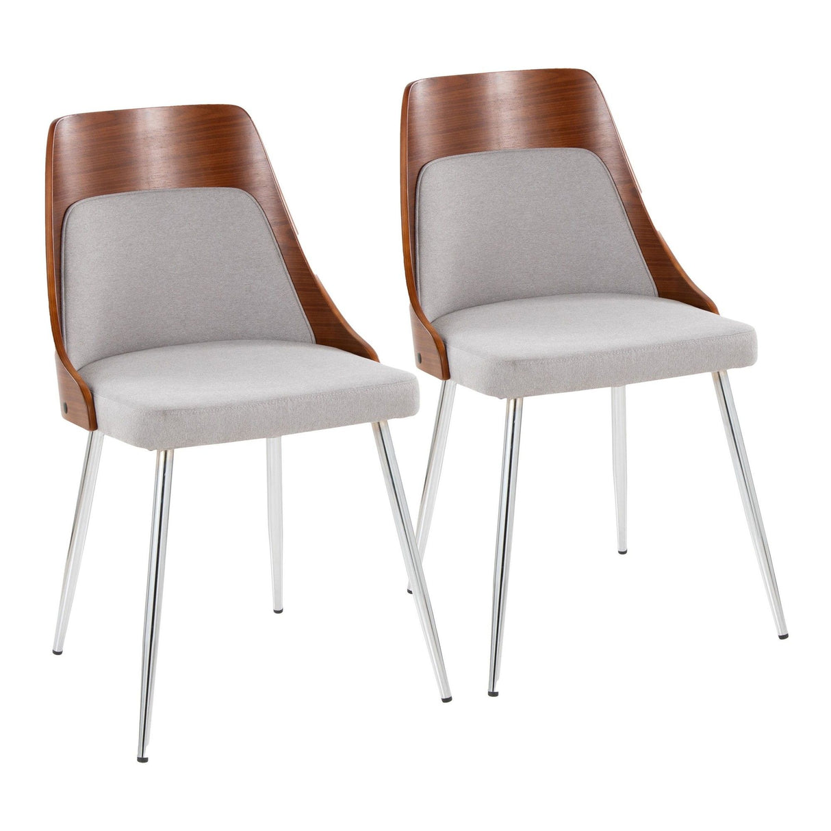 Anabelle - Dining / Accent Chair (Set of 2) - Chrome Metal, Walnut Wood