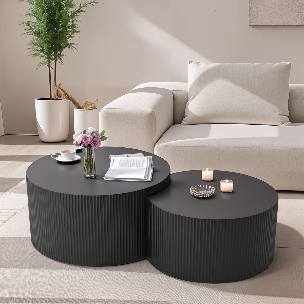 Wave Stripe Nesting Coffee Table (Set of 2)