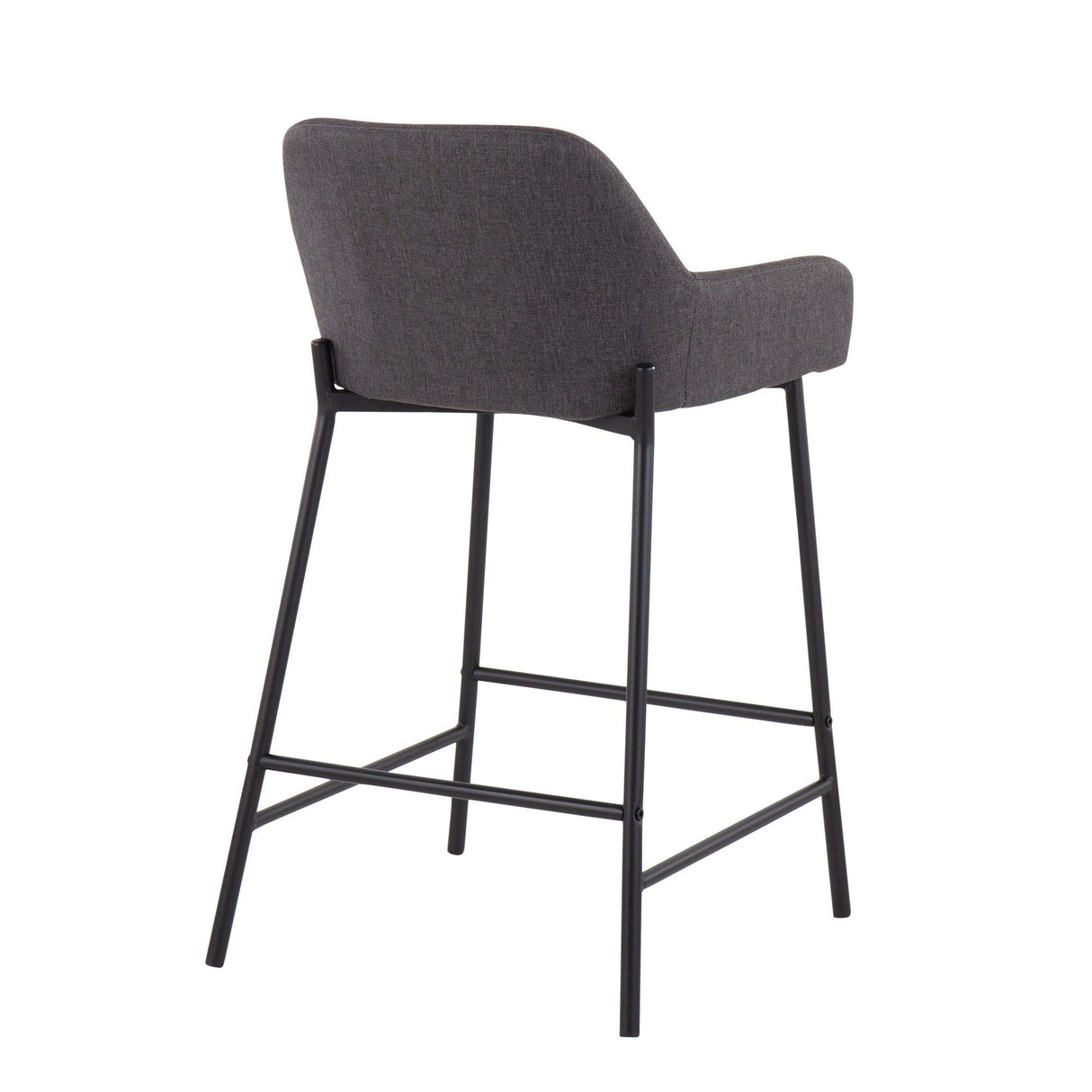 Daniella - Fixed-Height Counter Stool (Set of 2) - Black Metal And Charcoal Fabric