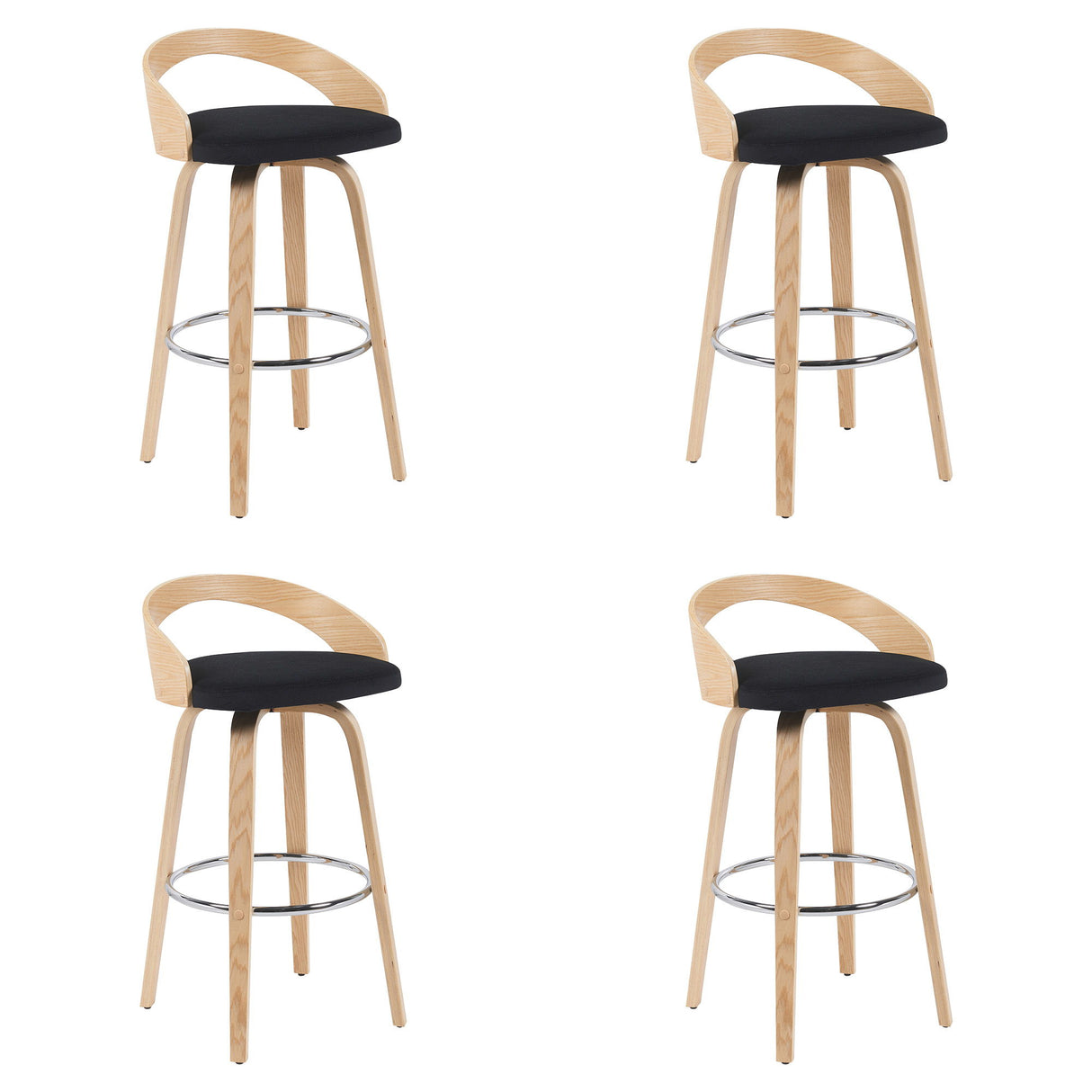 Sonia - Modern Swivel Bar Height Stool - Patterned Oak Wood Finish