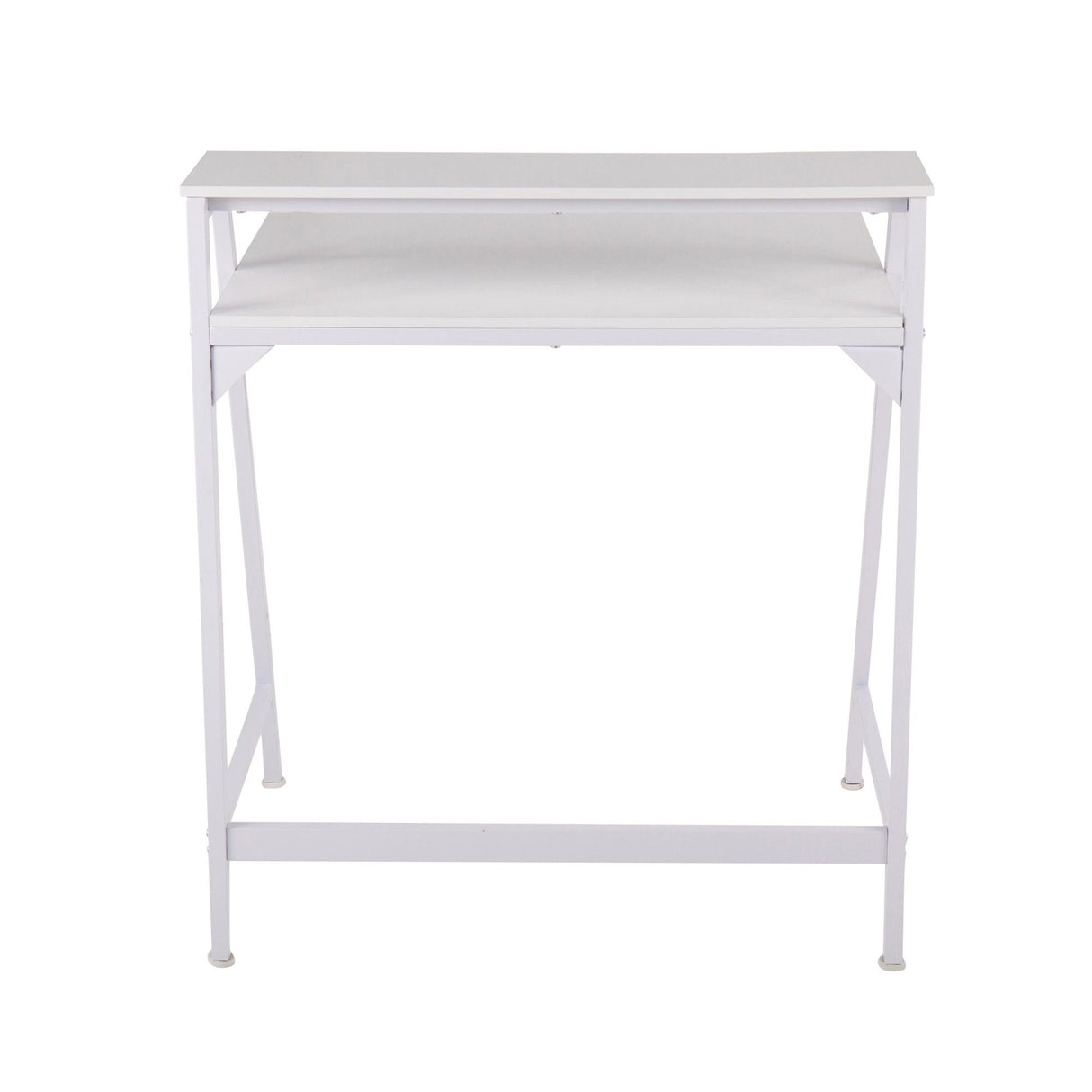 2-Tier - Office Desk - White Steel And White Wood