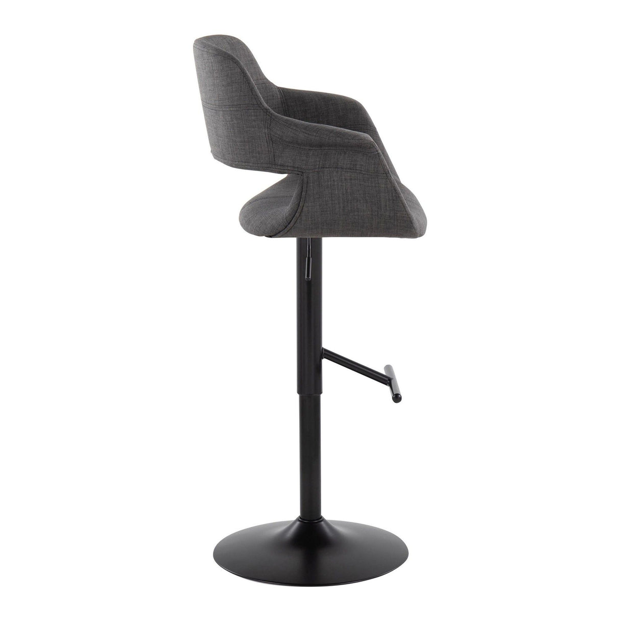 Vintage Flair - Adjustable Swivel Barstool (Set of 2) - Charcoal Fabric Seat