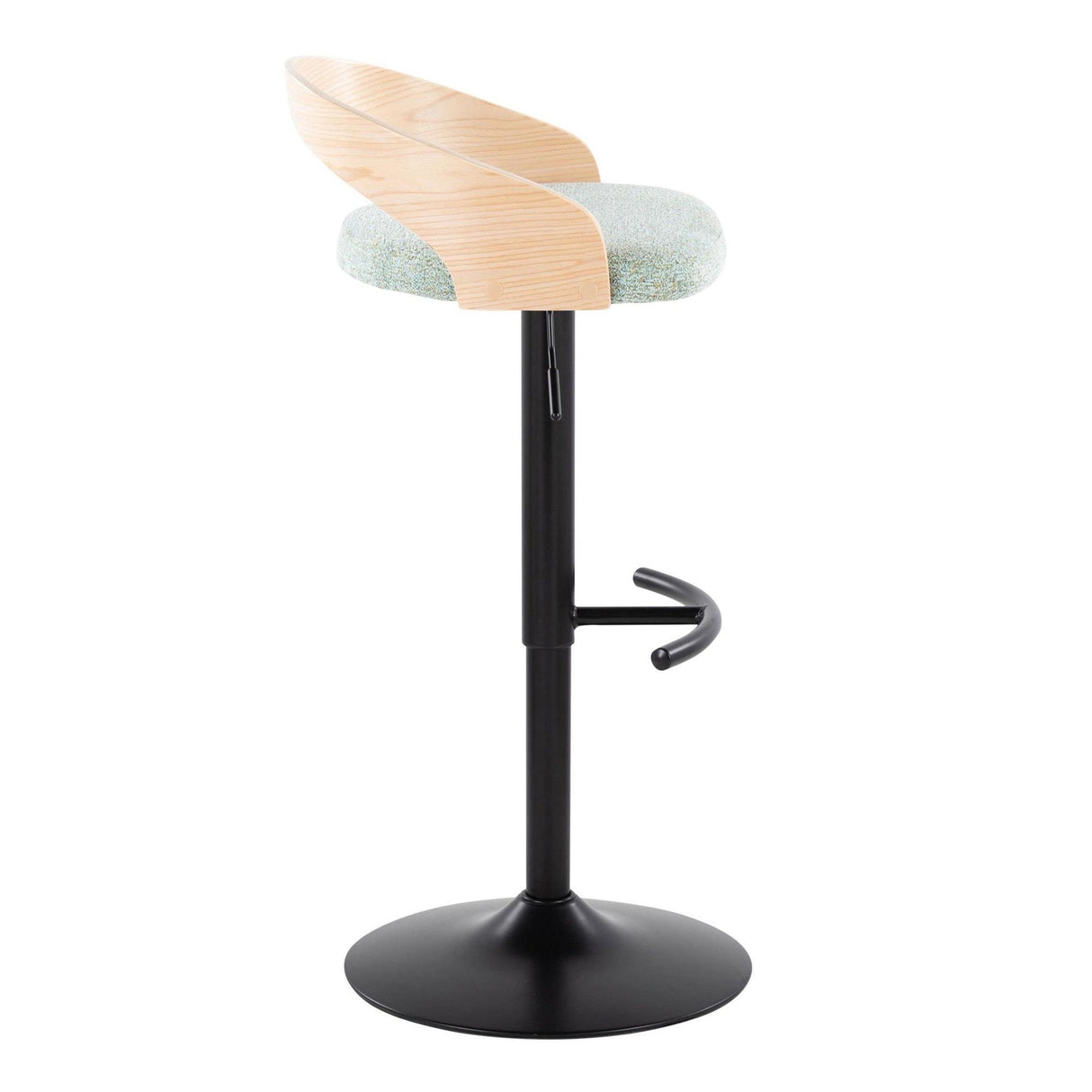 Grotto - Adjustable Barstool - Black Metal, Natural Wood