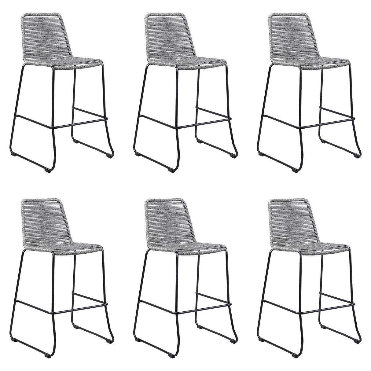 Shasta - 30" Outdoor Metal And Rope Stackable Barstool