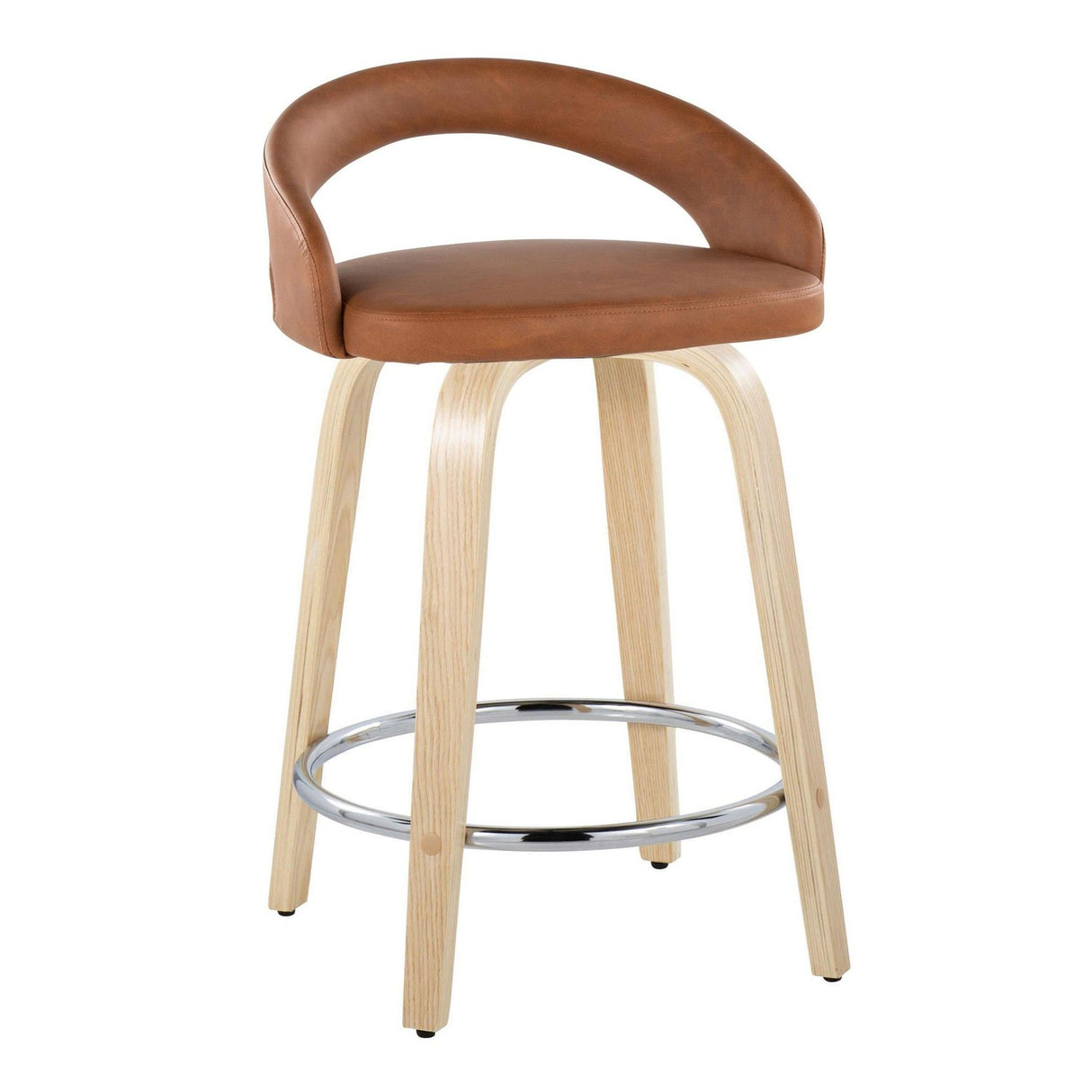 Grotto - 31" Upholstered Fixed-Height Counter Stool (Set of 2) - Natural Wood Base