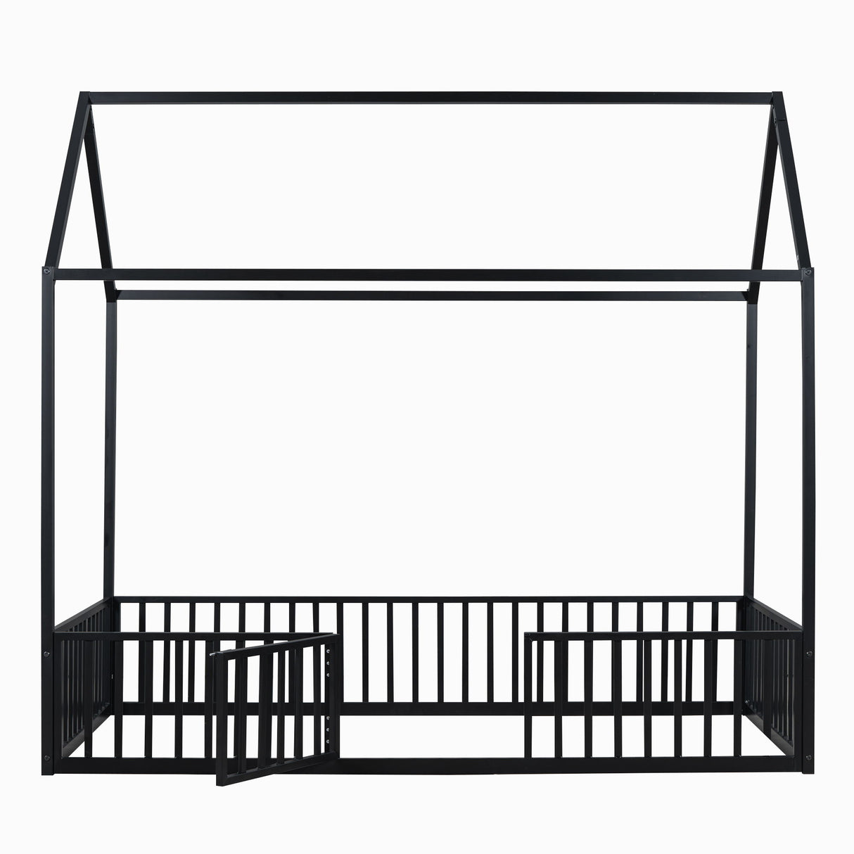 Metal House Bed With Fence And Door