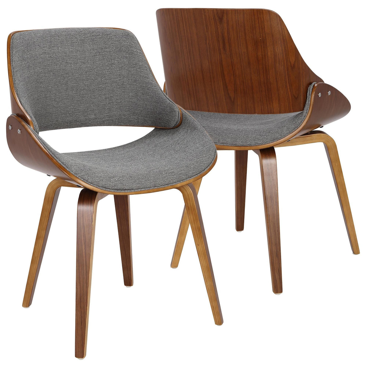 Fabrizzi - Dining / Accent Chair - Walnut And Gray Fabric