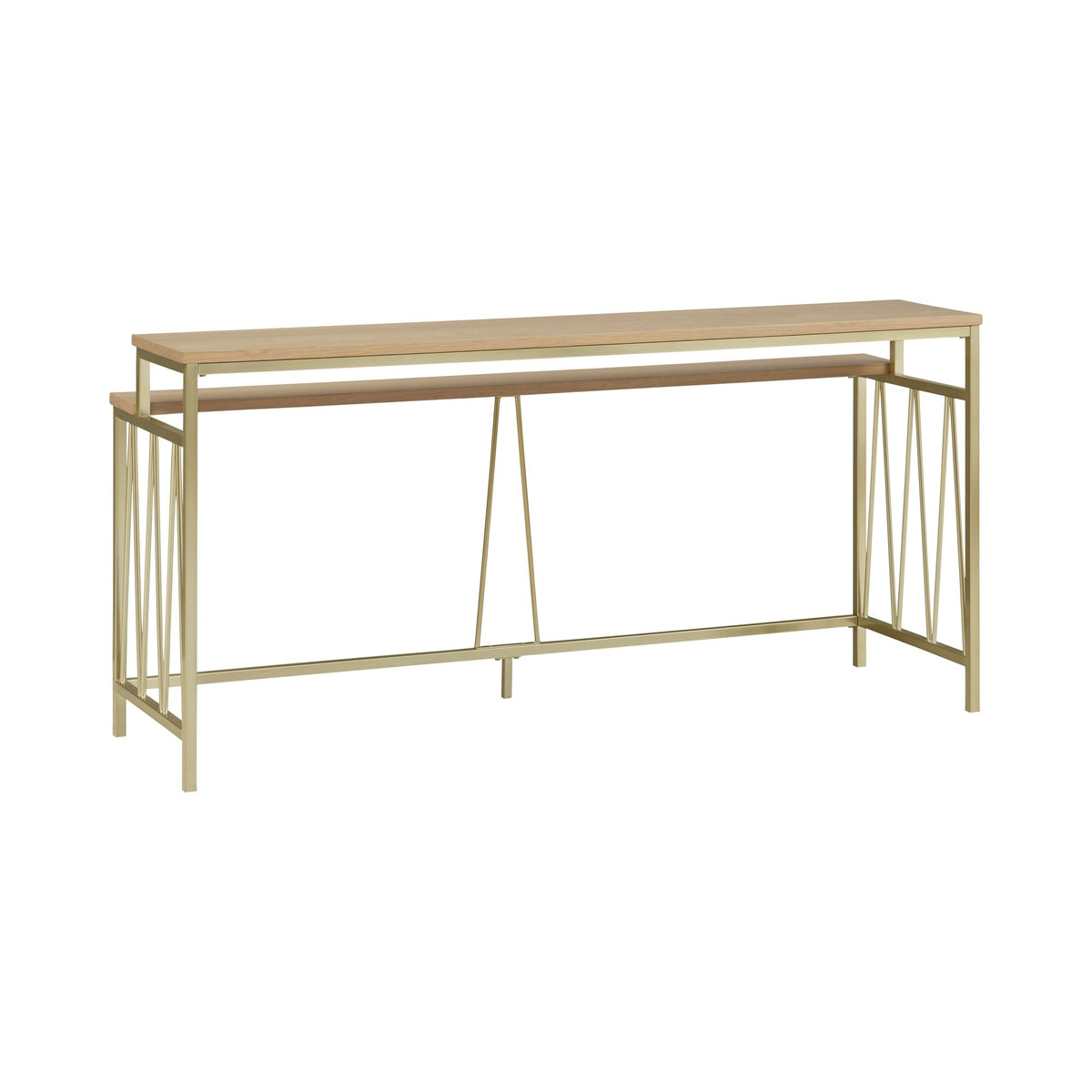 Santorini - 72" Rectangle Wood Console Table - Natural / Brando Brass