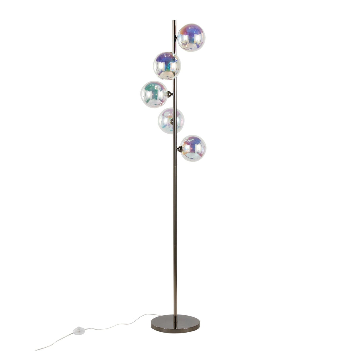 Bubbles - Metal Floor Lamp - Black Chrome Metal, Iridescent Glass Sconces
