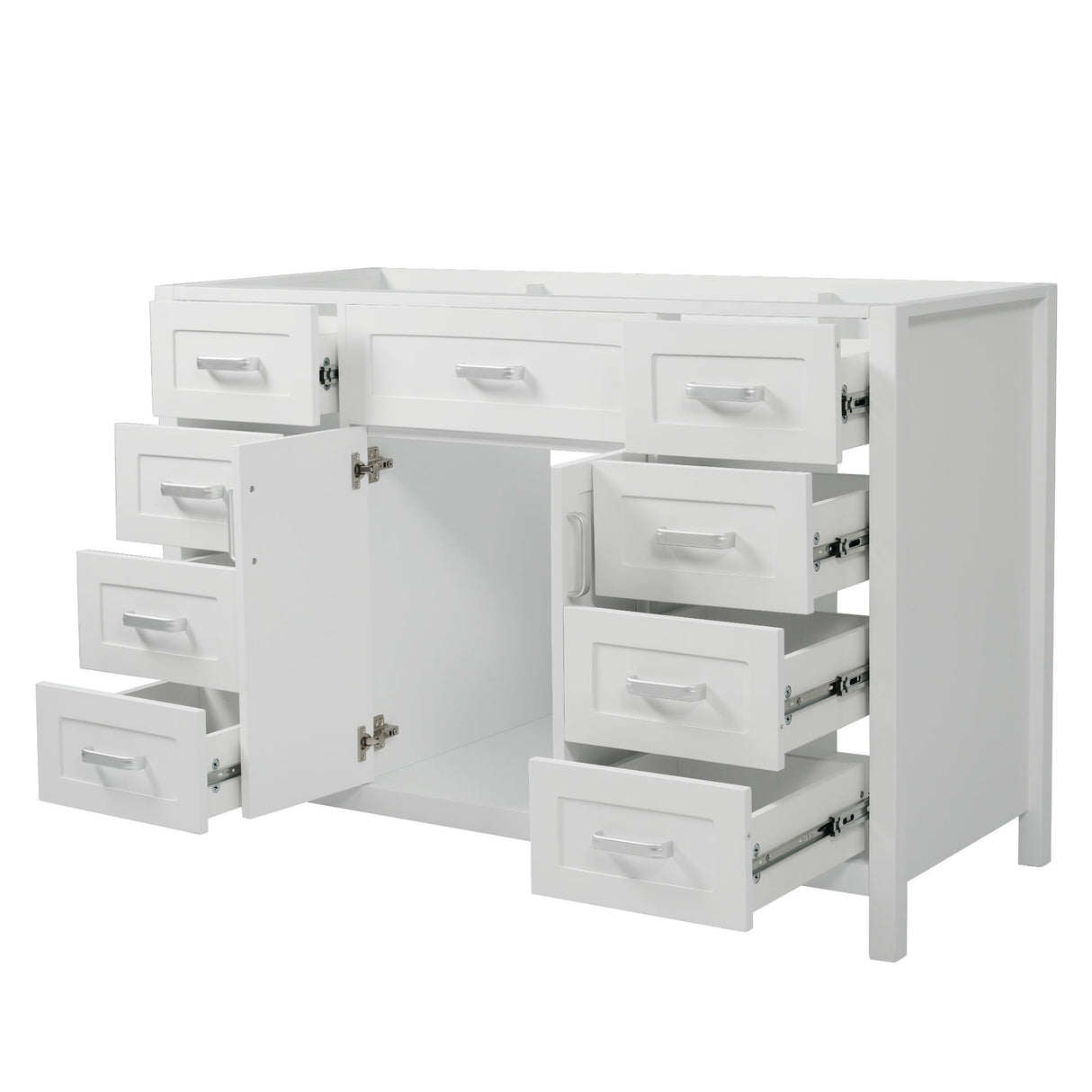 Bathroom Vanity Cabinet Only With 2 Soft Close Doors And 8 Drawers - White