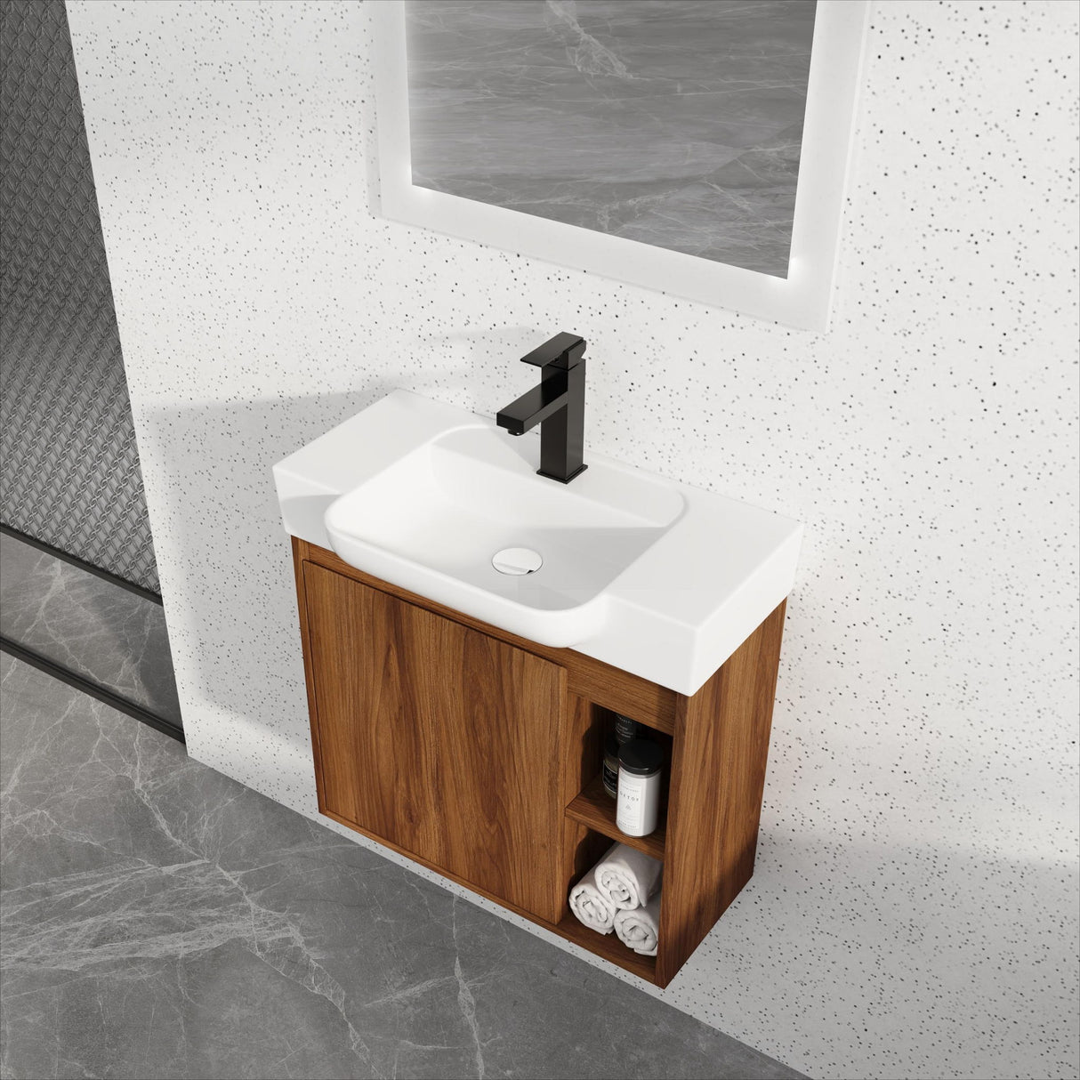 Wall Mounted Bathroom Vanity With Sink & Soft Close Door