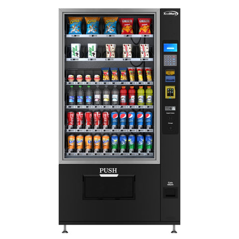 Refrigerated Snack and Drink Vending Machine with 60 Slots, Credit Card Reader and Coin/Bill Acceptor in Black (KM-VMR-40-BCR)