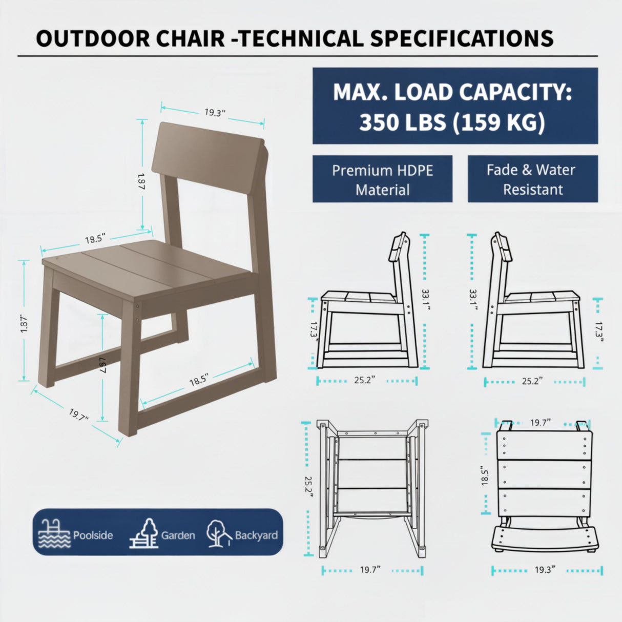 All Weather Patio Dining Chairs (Set of 2)