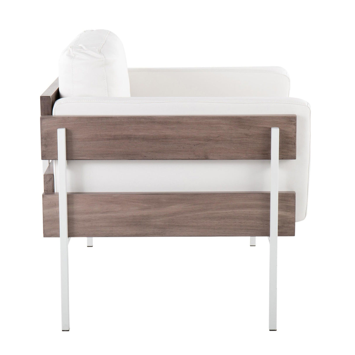 Kari - Farmhouse Accent Chair - White Metal, Gray Wood