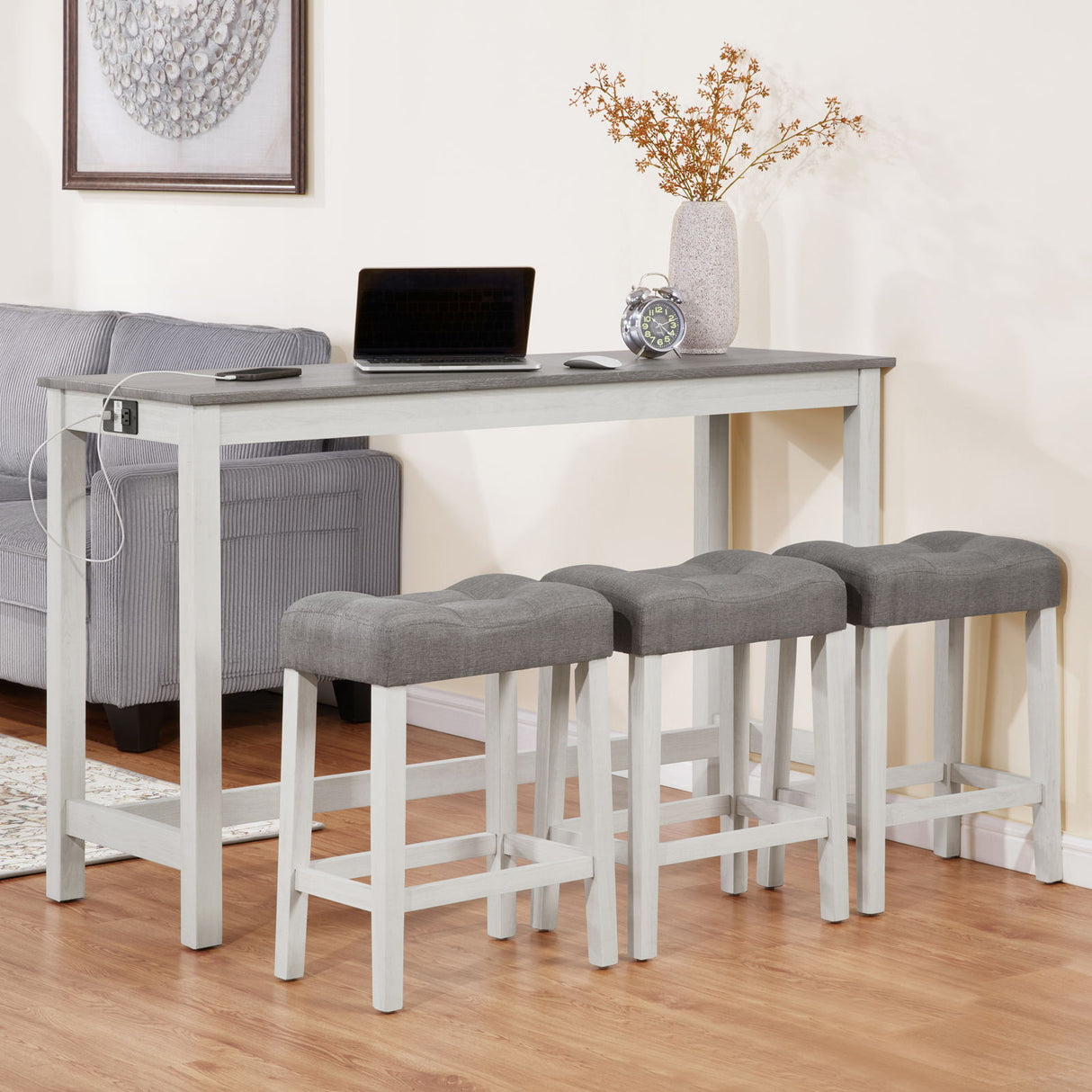 4 Piece Bar Table Set With Power Outlet