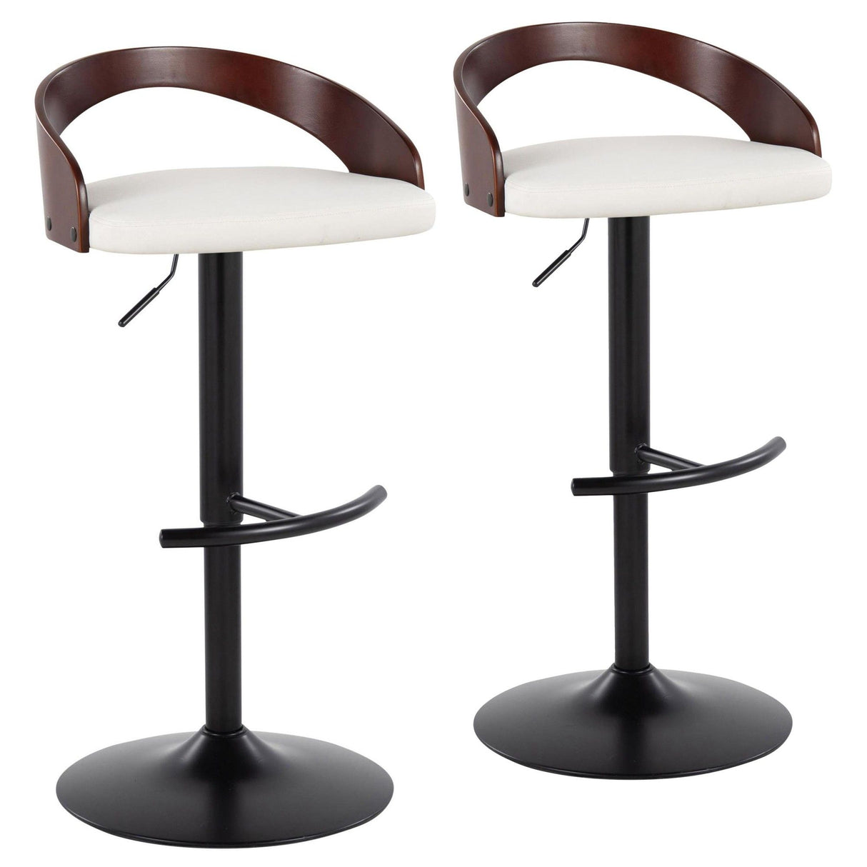 Grotto - Adjustable Barstool - Black Metal, Mahogany Wood