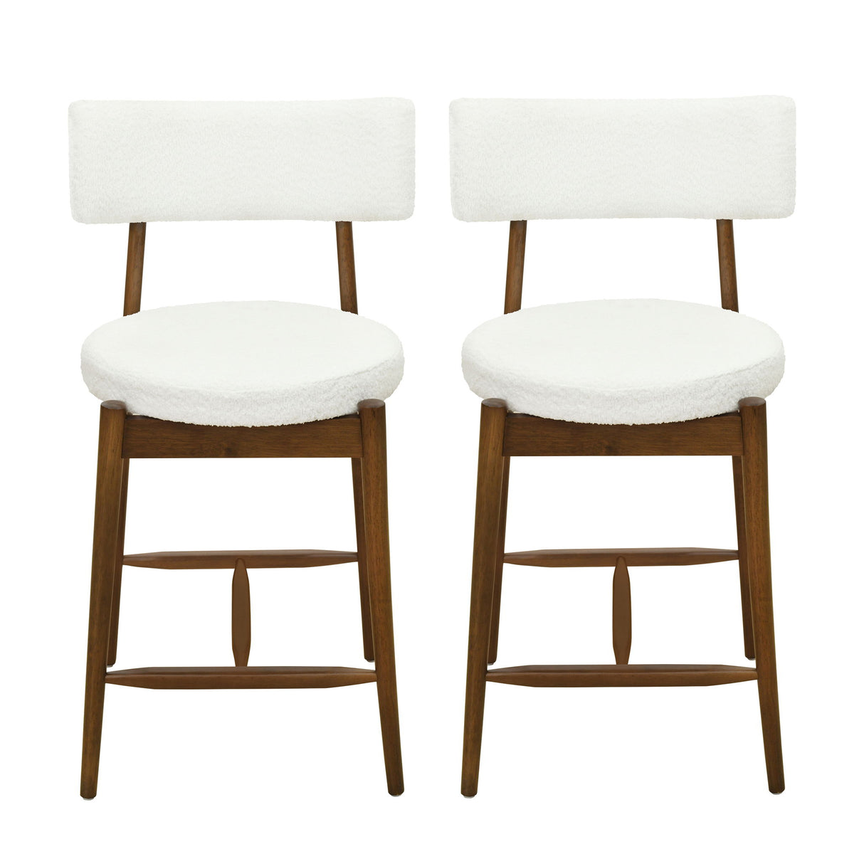 Mid Century Modern Counter Stools, Fabric Upholstered Chairs